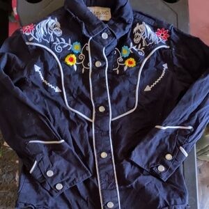 Embroidered Western Shirt with Floral Design